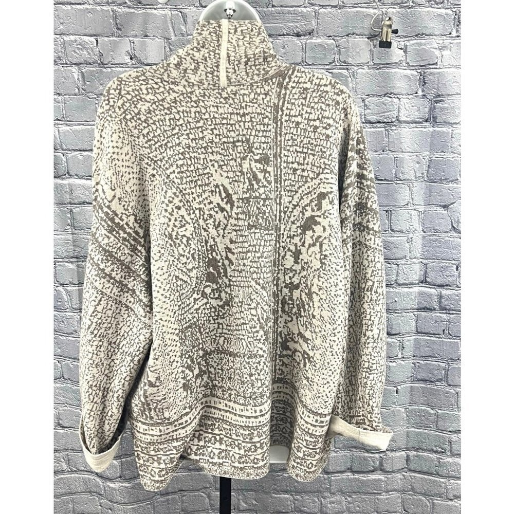 J. Jill Pure Jill  Birch Bark Print Beige Open Front Cardigan Sweater Large - Picture 9 of 10